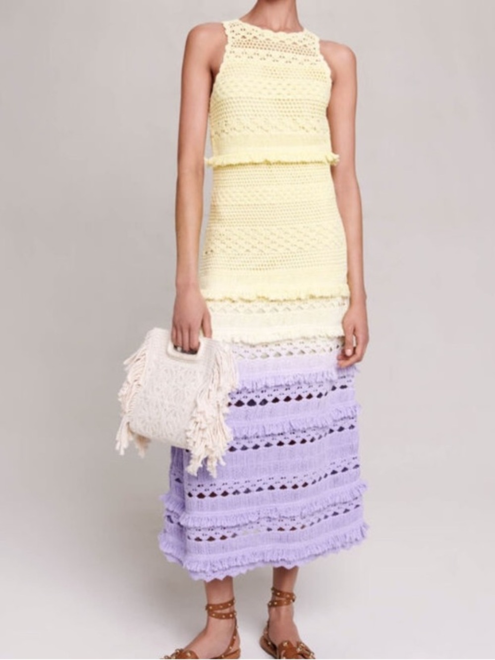 Maje Robelle Dress NWT 10 sz 42 crochet ombre
